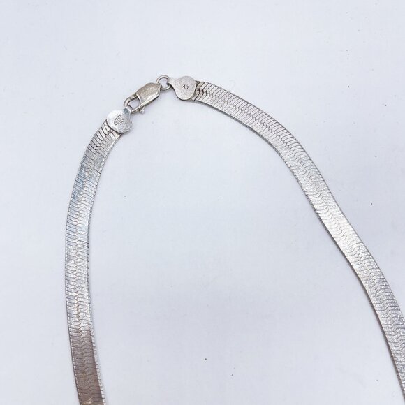 Sterling Silver 925 Herringbone Chain Necklace 22" - Picture 5 of 6